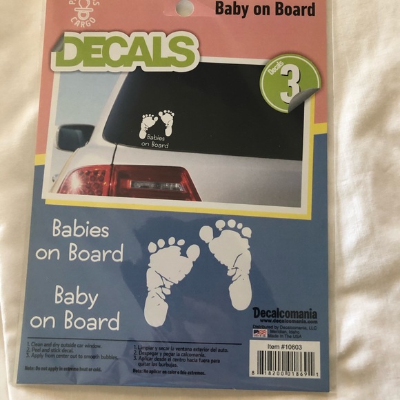 NWT DECALCOMANIA BABY/ BABIES ON BOARD CAR DECALS - Picture 1 of 2